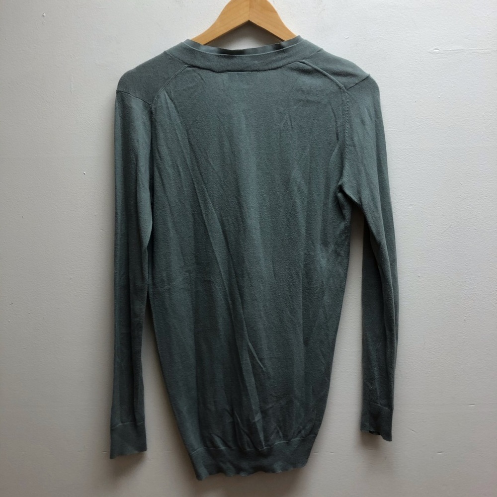LOFT Green Ruffled Button-Front Cardigan - Picture 5 of 9